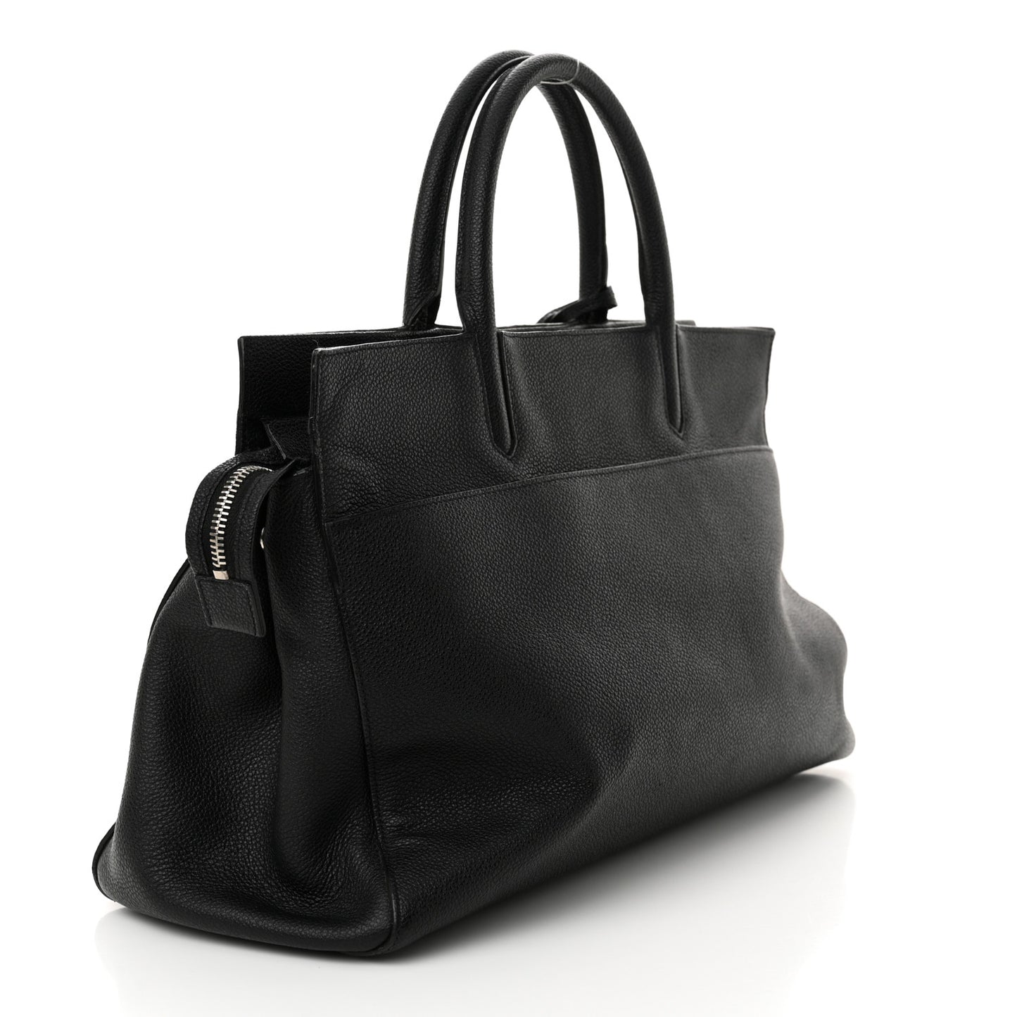 Grained Calfskin Medium Cabas Rive Gauche Black