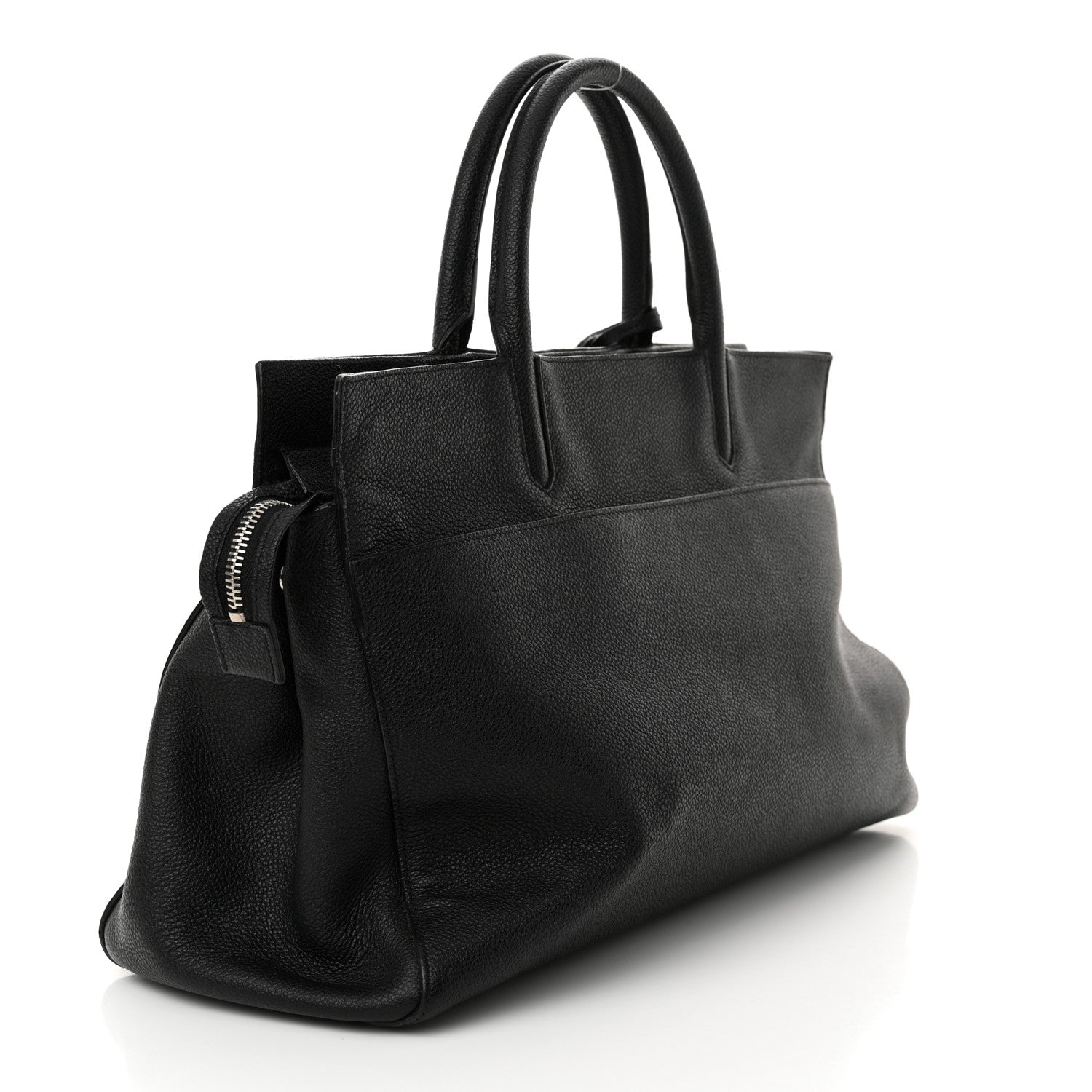 Saint Laurent Grained Calfskin Medium Cabas Rive Gauche Black 3 of 20