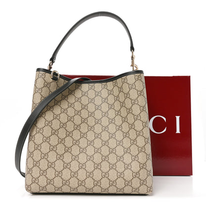 Gucci GG Supreme Monogram Medium Emblem Bucket Bag Beige Dark Brown Black 10 of 10