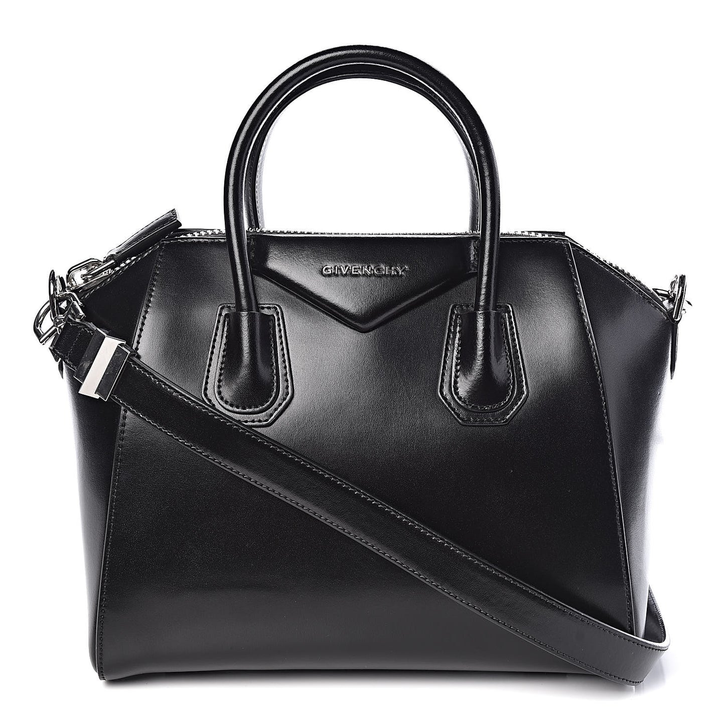 Shiny Lord Calfskin Small Antigona Black