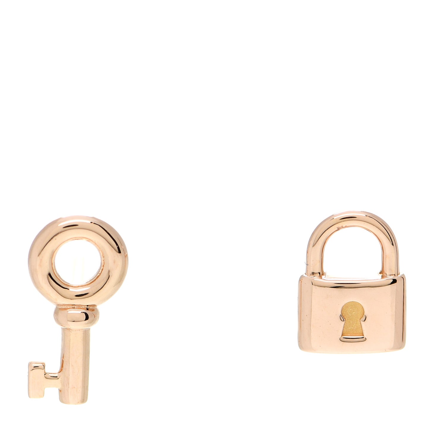 18K Rose Gold Mini Key and Lock Earrings