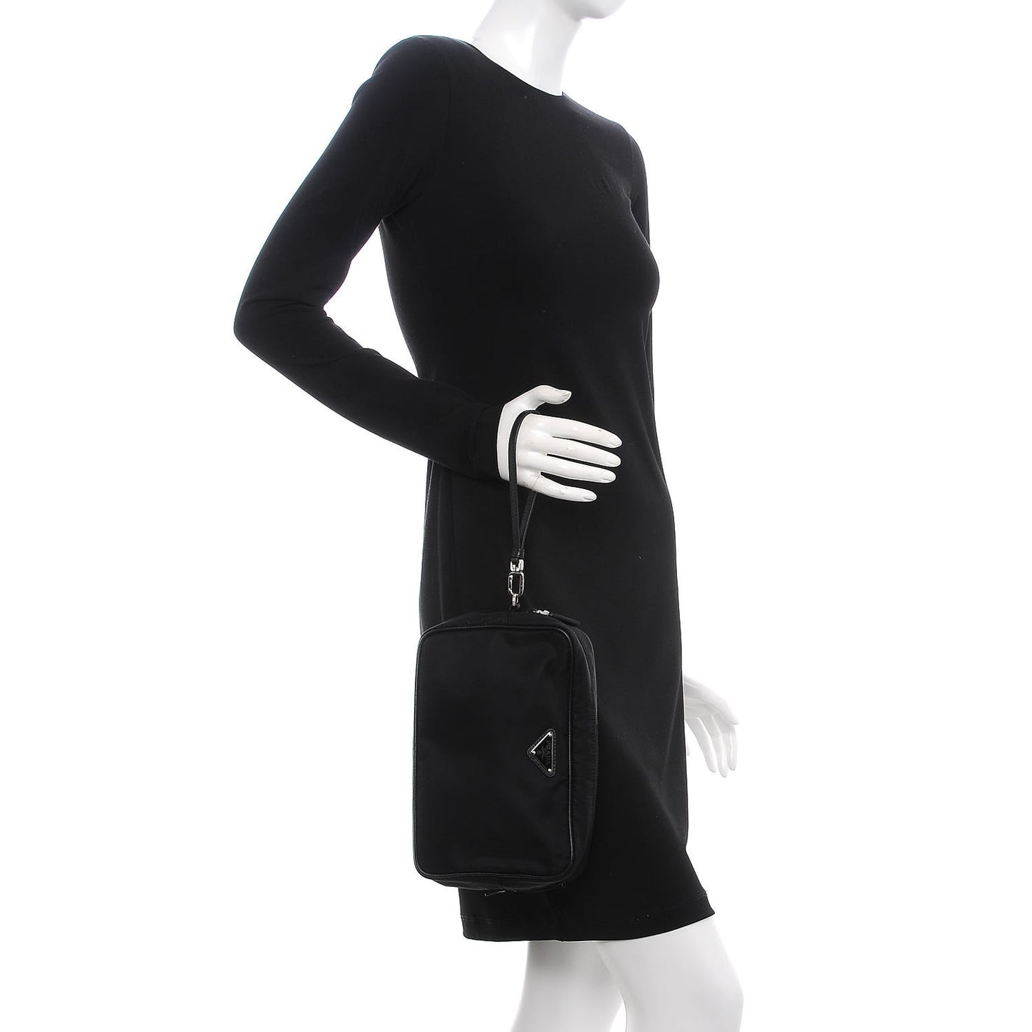Tessuto Nylon Saffiano Wristlet Black