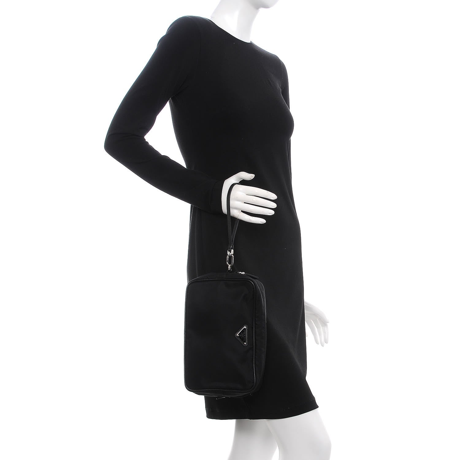 Prada Tessuto Nylon Saffiano Wristlet Black 2 of 8