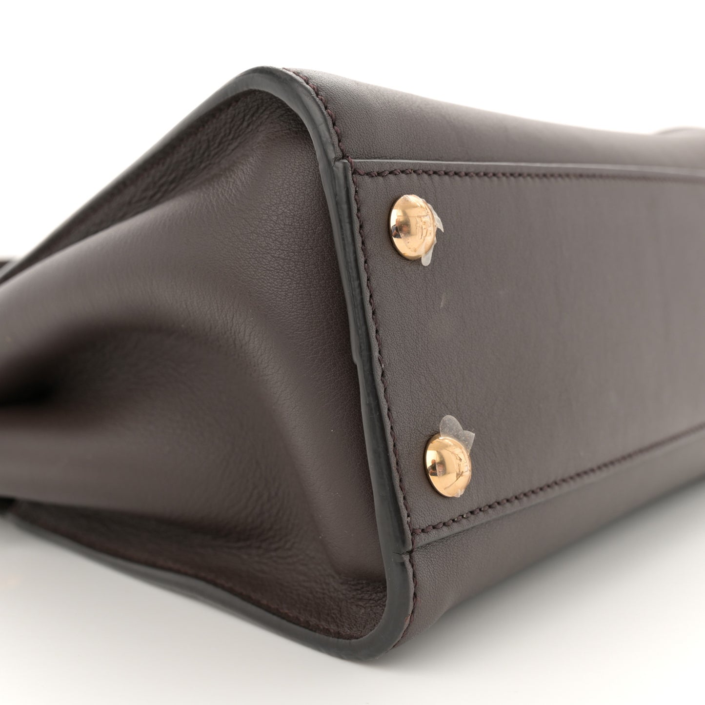 Vitello Seta Suede FF Mini Peekaboo Iconic Satchel Chocolate Sigaro Marrone