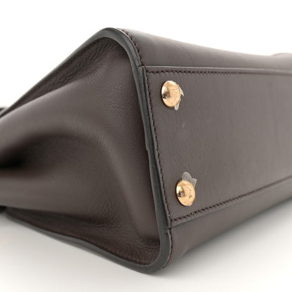 Fendi Vitello Seta Suede FF Mini Peekaboo Iconic Satchel Chocolate Sigaro Marrone 10 of 12