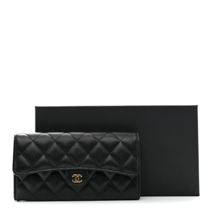 Chanel Caviar Quilted Large Gusset Flap Wallet Black 9 of 9