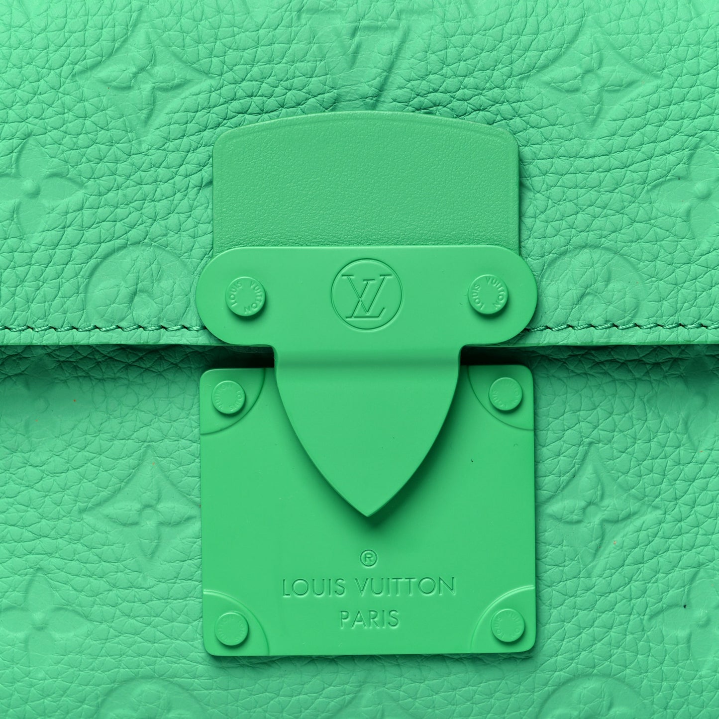 Taurillon Monogram S Lock Messenger Minty Green