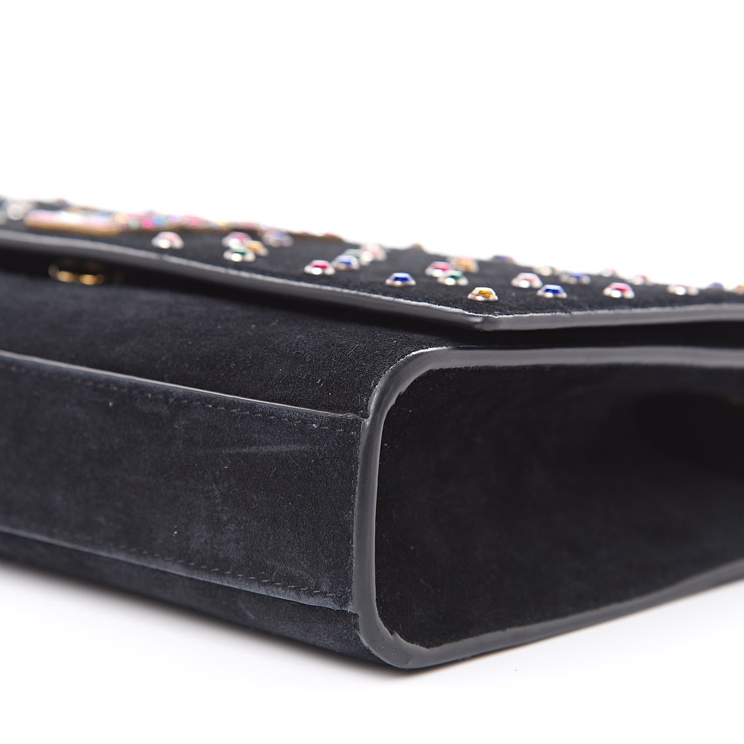 Saint Laurent Suede Crystal Medium Classic Monogram Kate Satchel Black 11 of 14