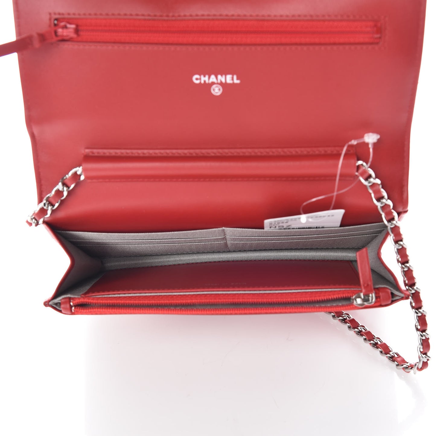 Patent Quilted Brilliant Wallet On Chain WOC Red