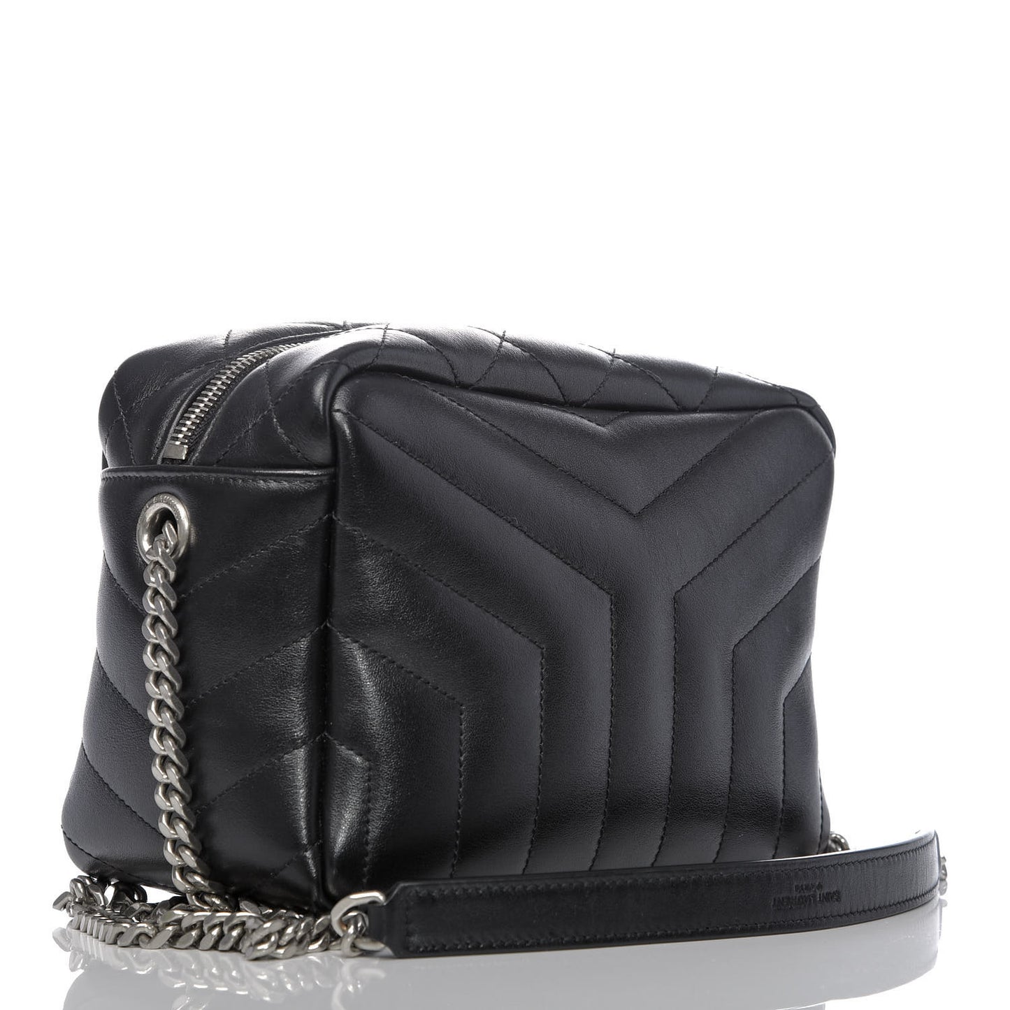 Calfskin Y Quilted Monogram Small Loulou Bowling Bag Black