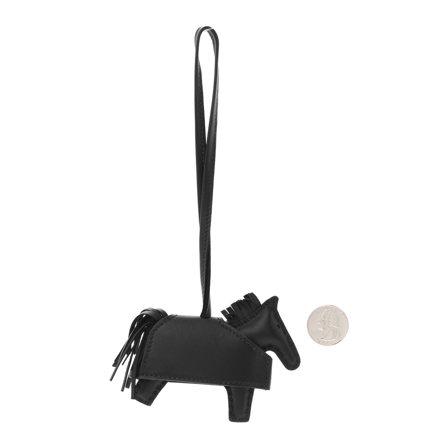 Milo Lambskin Studded Grigri Rodeo Robeo Rock Horse Bag Charm PM Black
