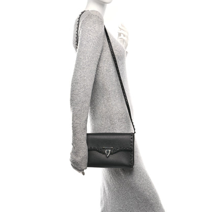 Valentino Garavani Pebbled Calfskin Monochrome Medium Rockstud Flip Lock Crossbody Bag Black 2 of 9