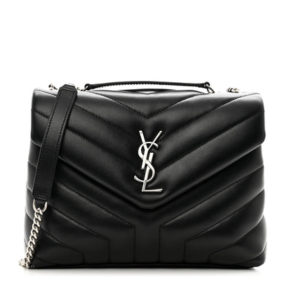 Saint Laurent Calfskin Y Quilted Monogram Small Loulou Chain Satchel Black 1 of 10