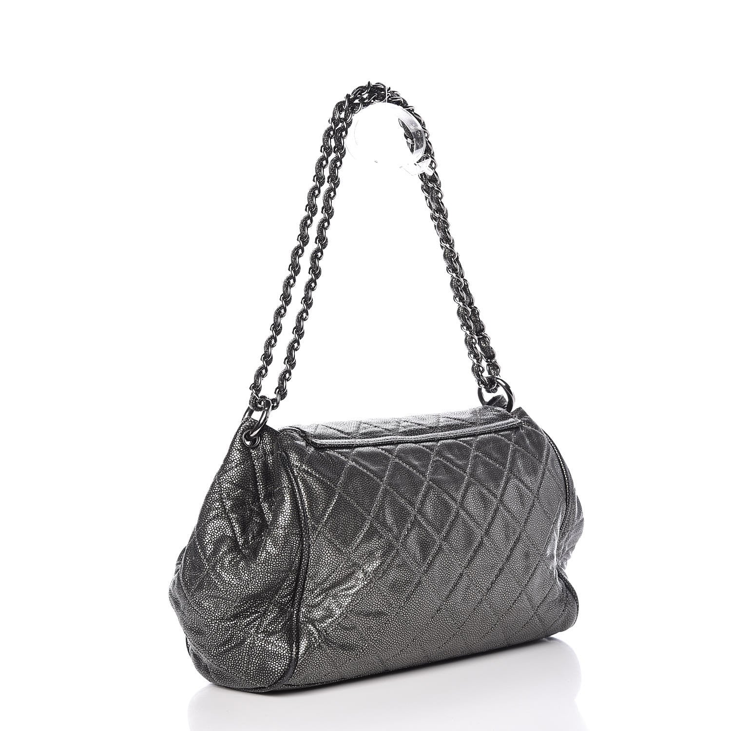 Chanel Metallic Caviar Quilted Timeless Accordion Flap Dark Silver 3 of 13