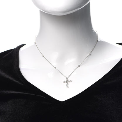 Tiffany Platinum Diamond Small Jazz Cross Pendant Necklace 2 of 7