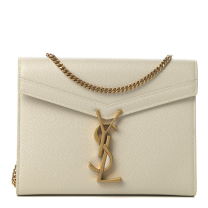 Saint Laurent Grain De Poudre Monogram Cassandra Chain Wallet Crema Soft 1 of 12
