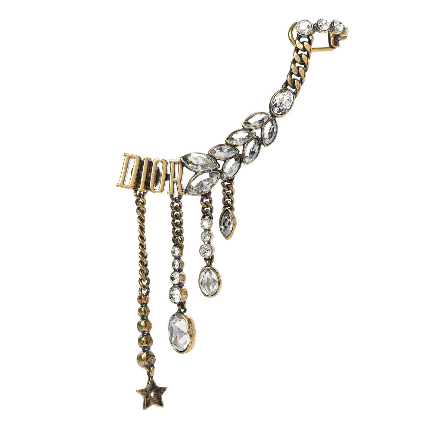 Crystal Metal Logo Dio(r)evolution Earring Aged Gold