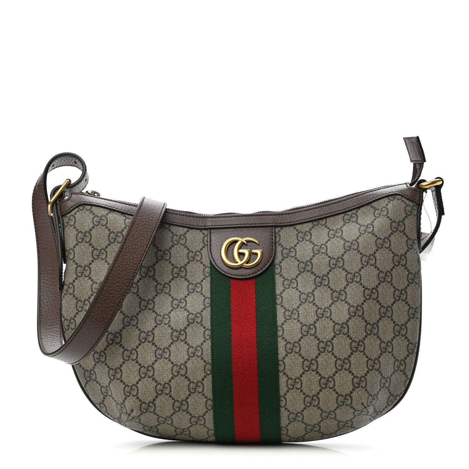 Gucci GG Supreme Monogram Web Small Ophidia Half Moon Hobo Brown 1 of 12