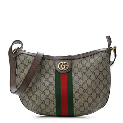 Gucci GG Supreme Monogram Web Small Ophidia Half Moon Hobo Brown 1 of 12