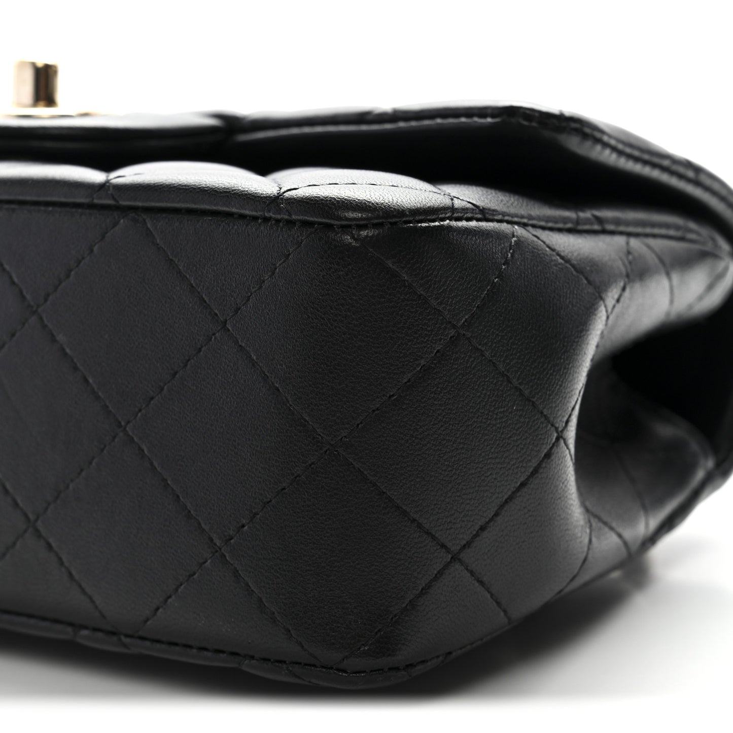 Lambskin Quilted Mini Top Handle Rectangular Flap Black