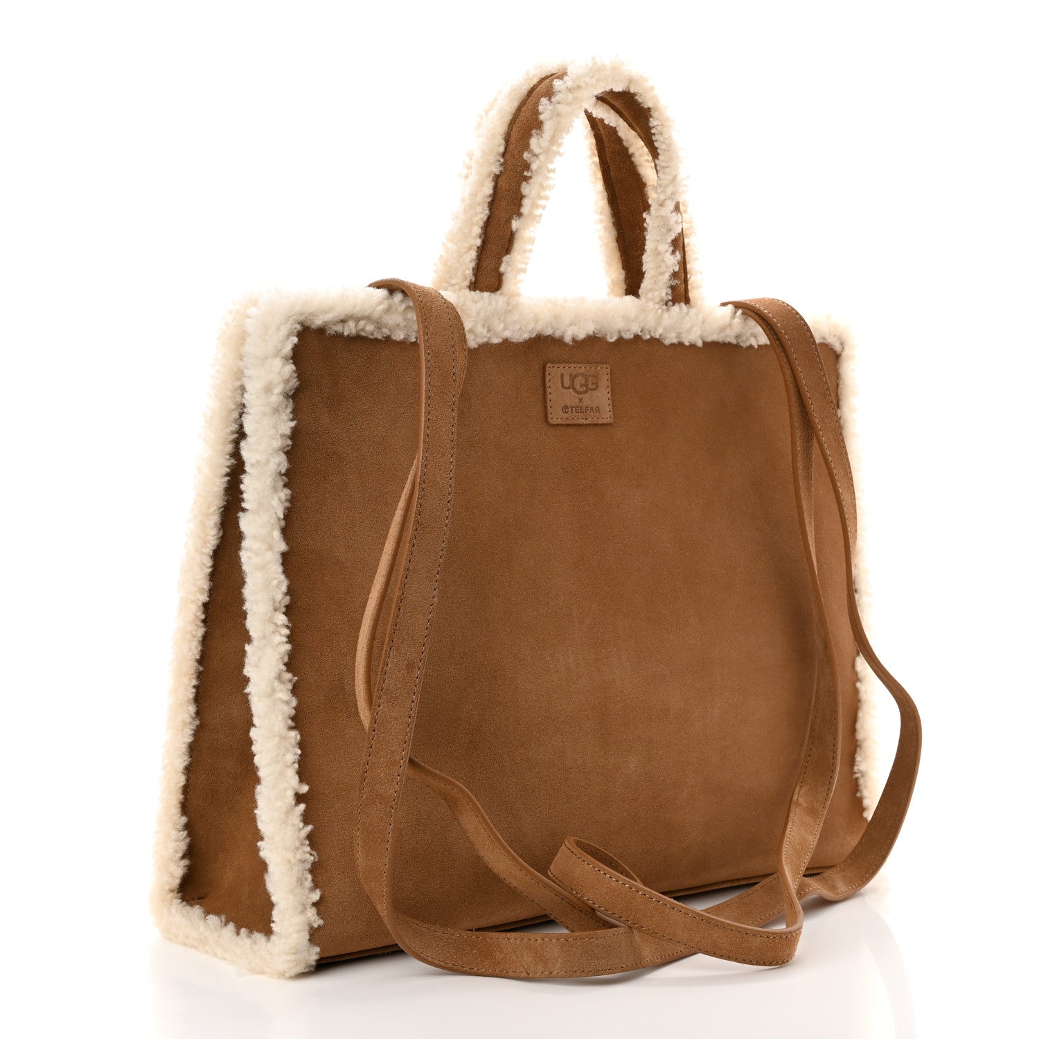 Telfar X UGG Suede Shearling Medium Shopping Bag Chestnut 3 of 10