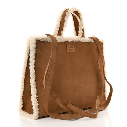 Telfar X UGG Suede Shearling Medium Shopping Bag Chestnut 3 of 10