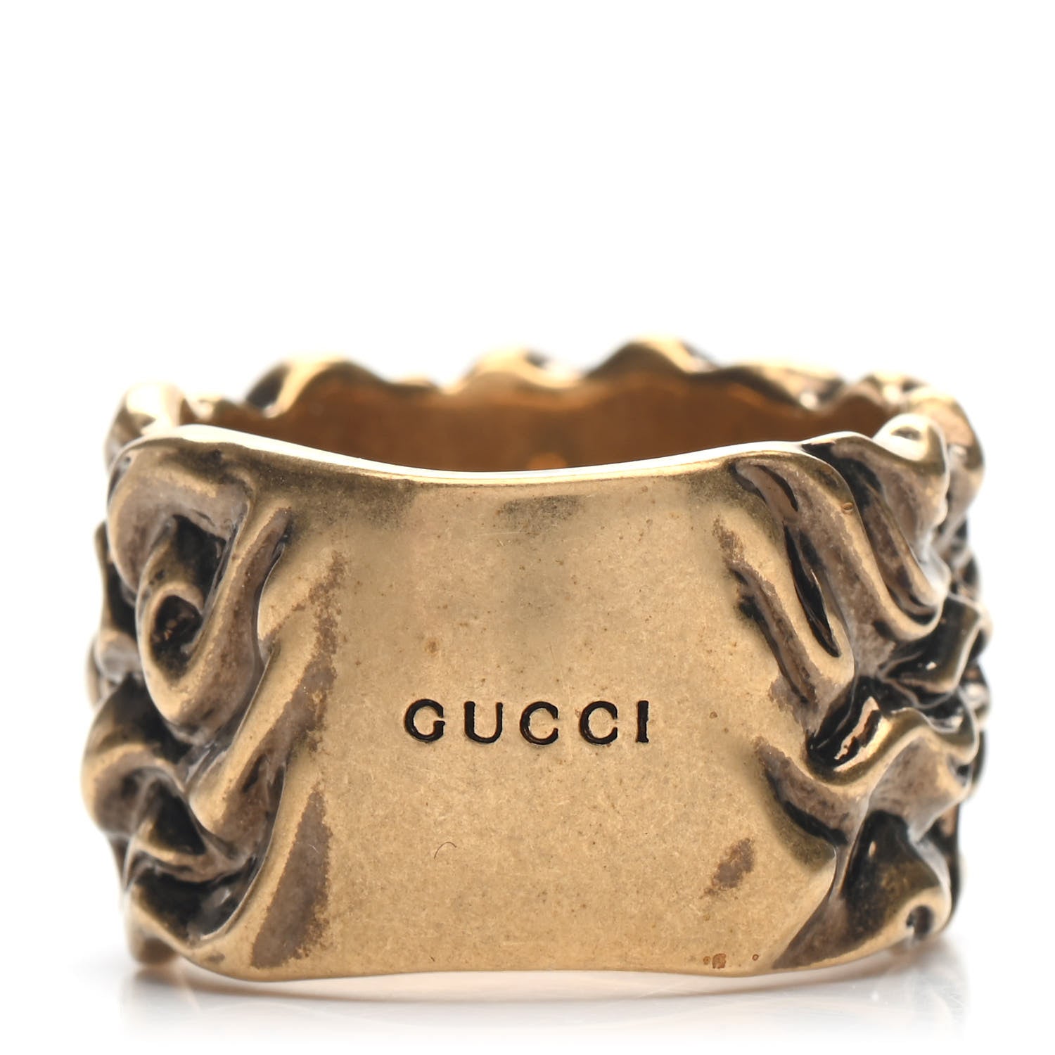 Gucci Metal Lion Mane Ring M Aged Gold 3 of 8