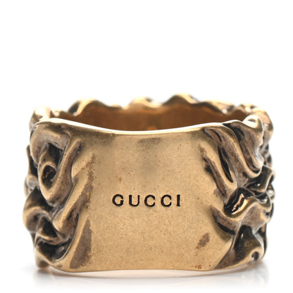 Gucci Metal Lion Mane Ring M Aged Gold 3 of 8