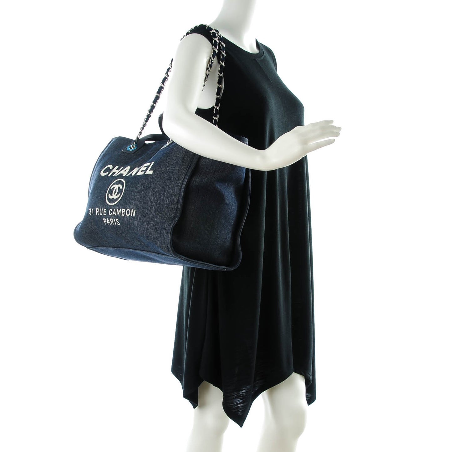 Denim Large Deauville Tote Dark Blue