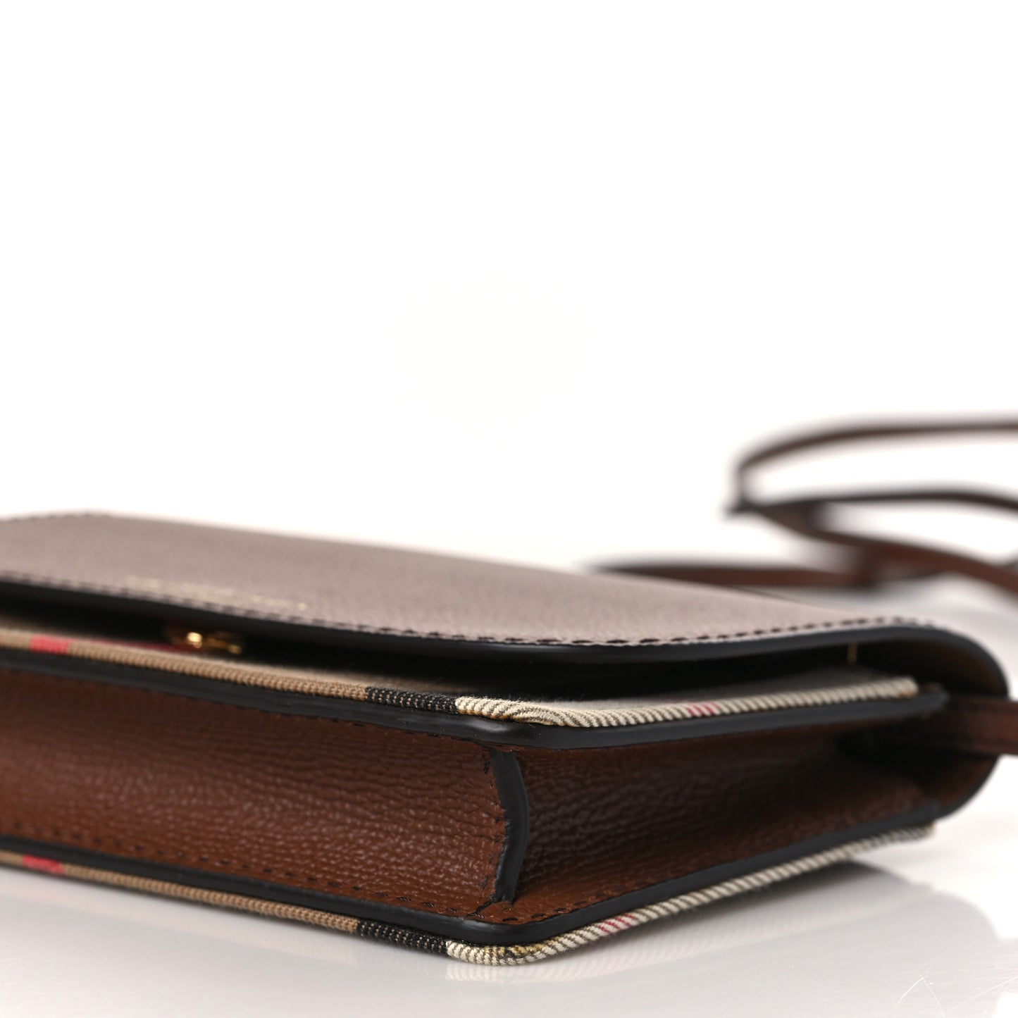Grained Calfskin House Check Tartan Mix Hampshire Wallet On Chain Tan