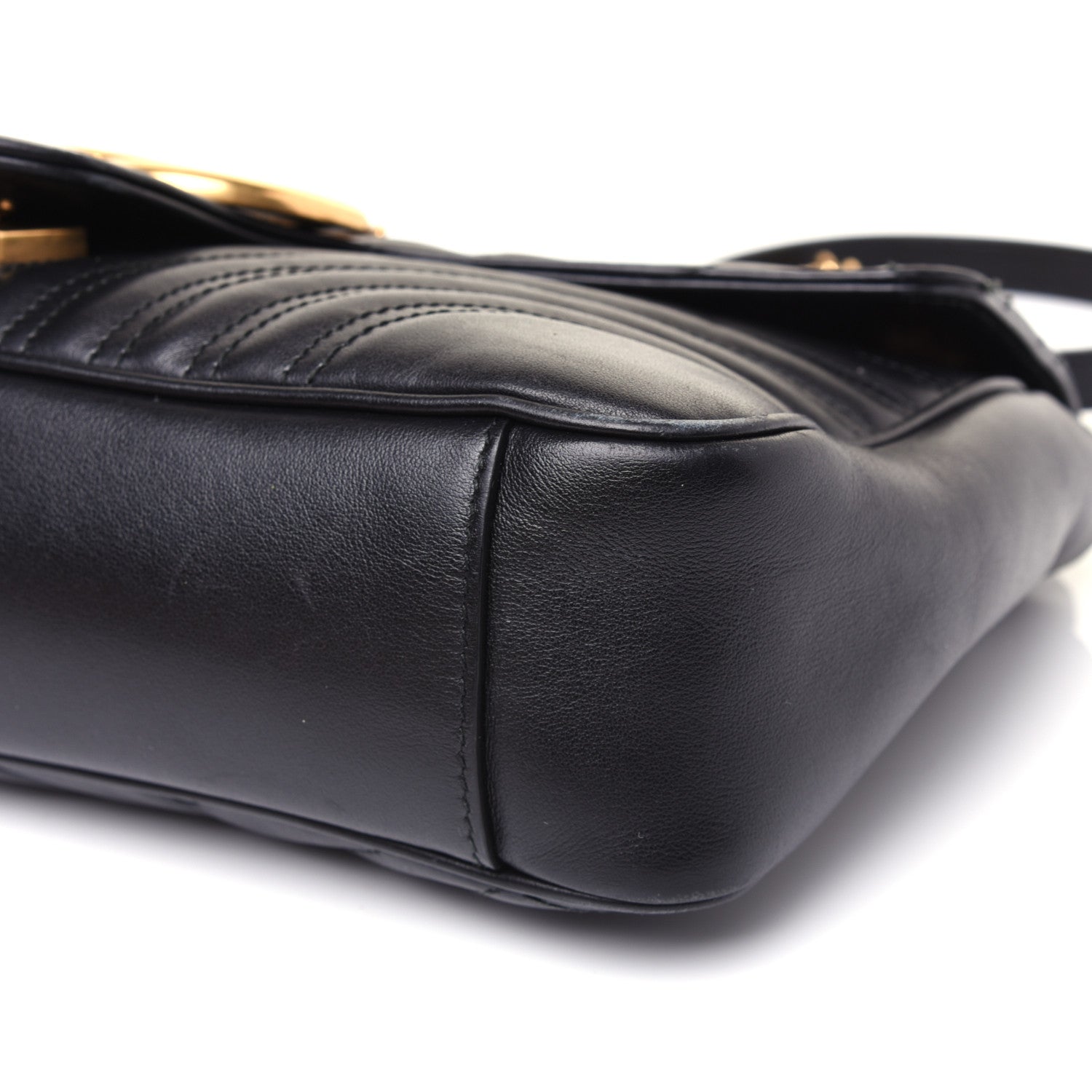 Gucci Calfskin Matelasse Medium GG Marmont Shoulder Bag Black 7 of 18
