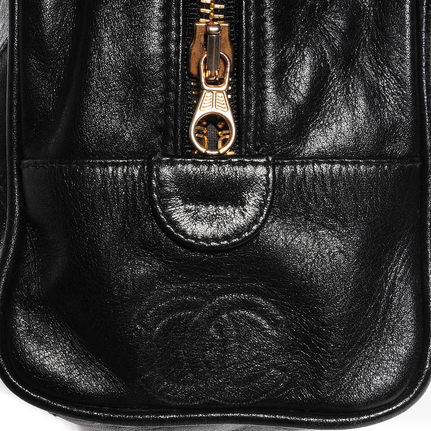 Lambskin Diamond Stitch Cosmetic Case Black