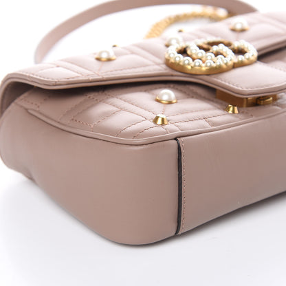 Gucci Calfskin Matelasse Studded Mini Pearly GG Marmont Shoulder Bag Porcelain Rose 8 of 9