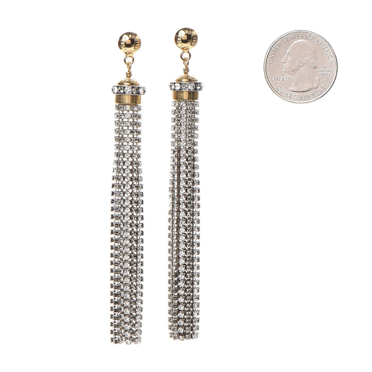 Crystal Strand Earrings Gold