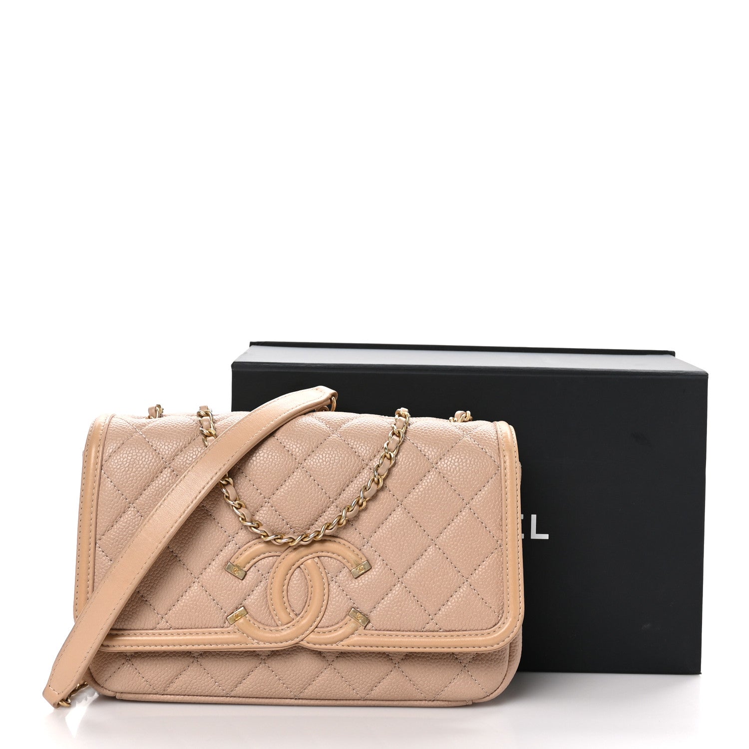 Chanel Caviar Quilted Small CC Filigree Flap Beige 11 of 11