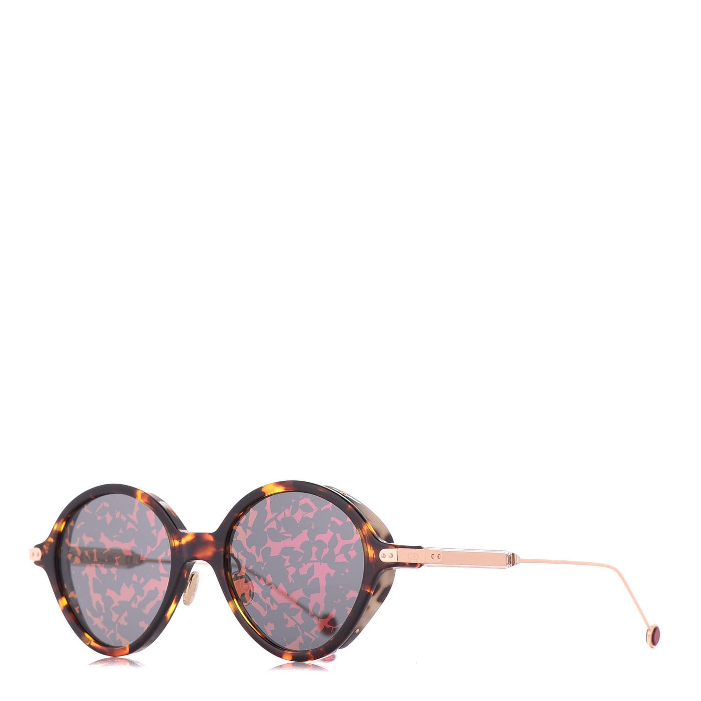 Acetate Round Leaf Printed Umbrage Sunglasses Pink Foliage