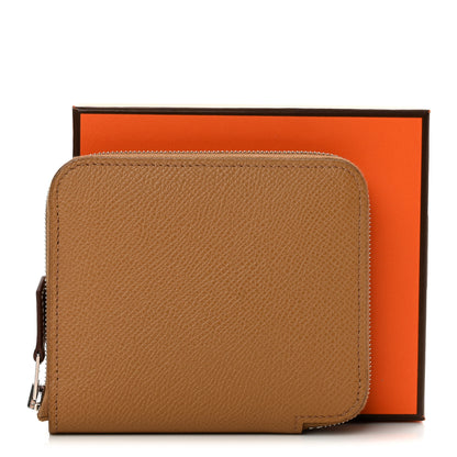 Hermes Epsom Silk'In Compact Wallet Biscuit Bleu Jean Capucine 9 of 9