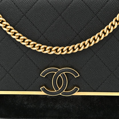 Chanel Caviar Suede Stitched Lady Coco Wallet On Chain WOC Black 9 of 12