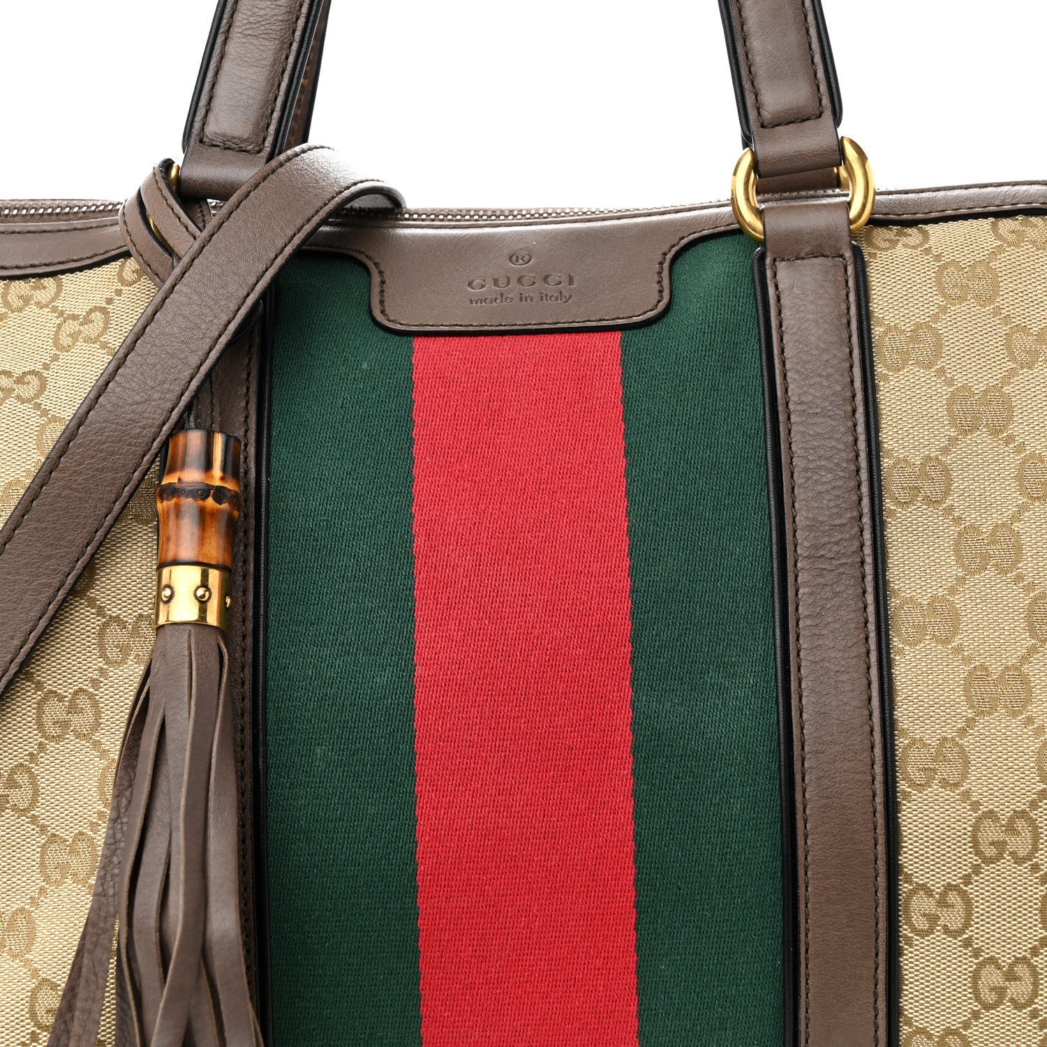Gucci Monogram Web Medium Rania Top Handle Bag Brown 8 of 15