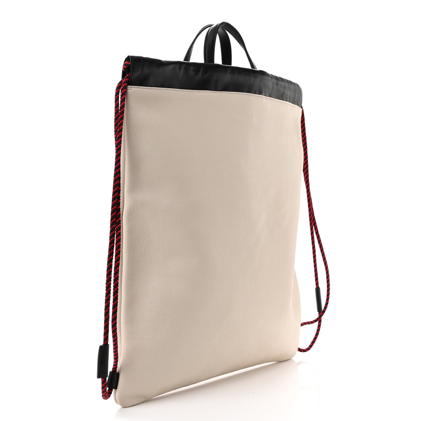 Calfskin Logo Drawstring Backpack Mystic White