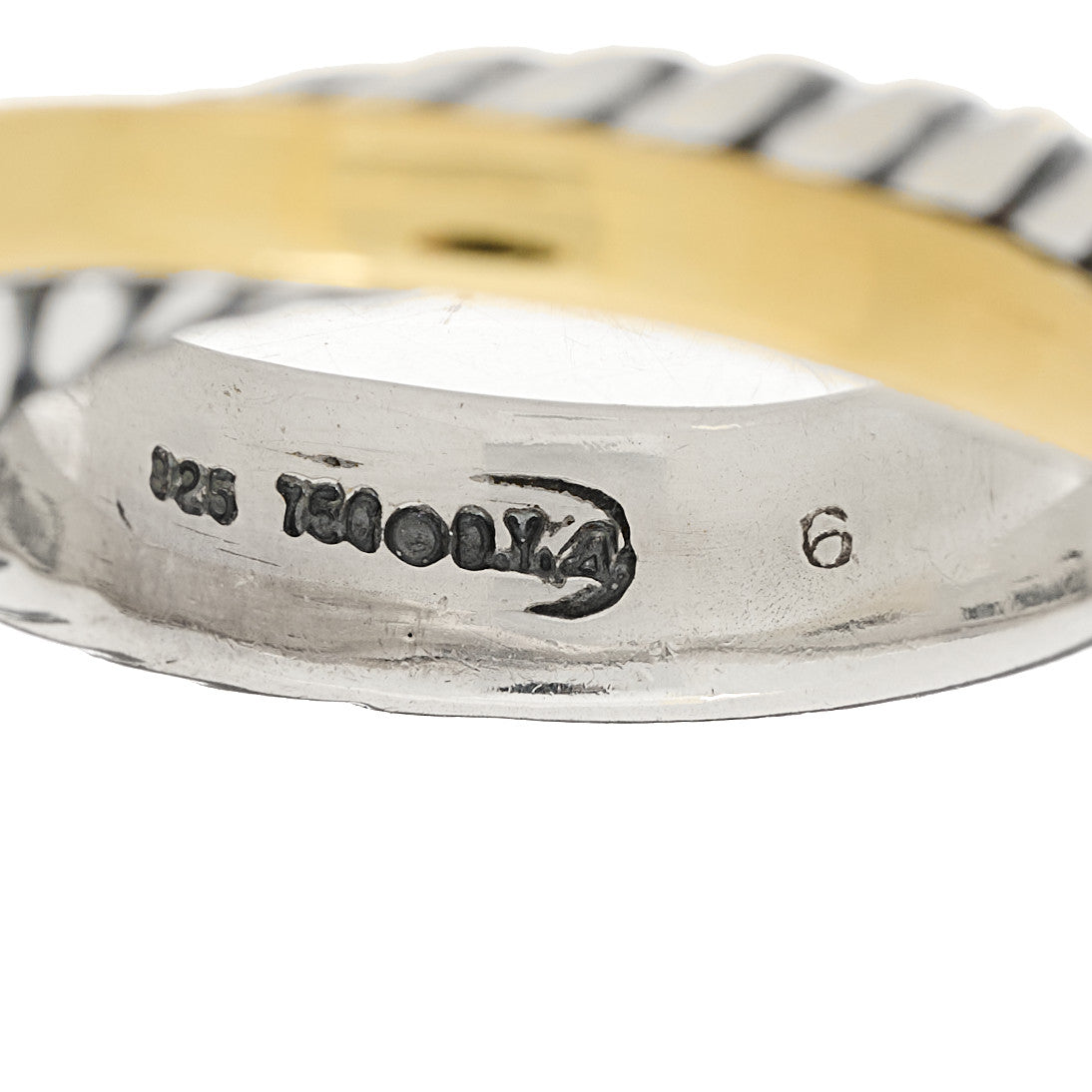 Sterling Silver 18K Yellow Gold Crossover Ring 52 6