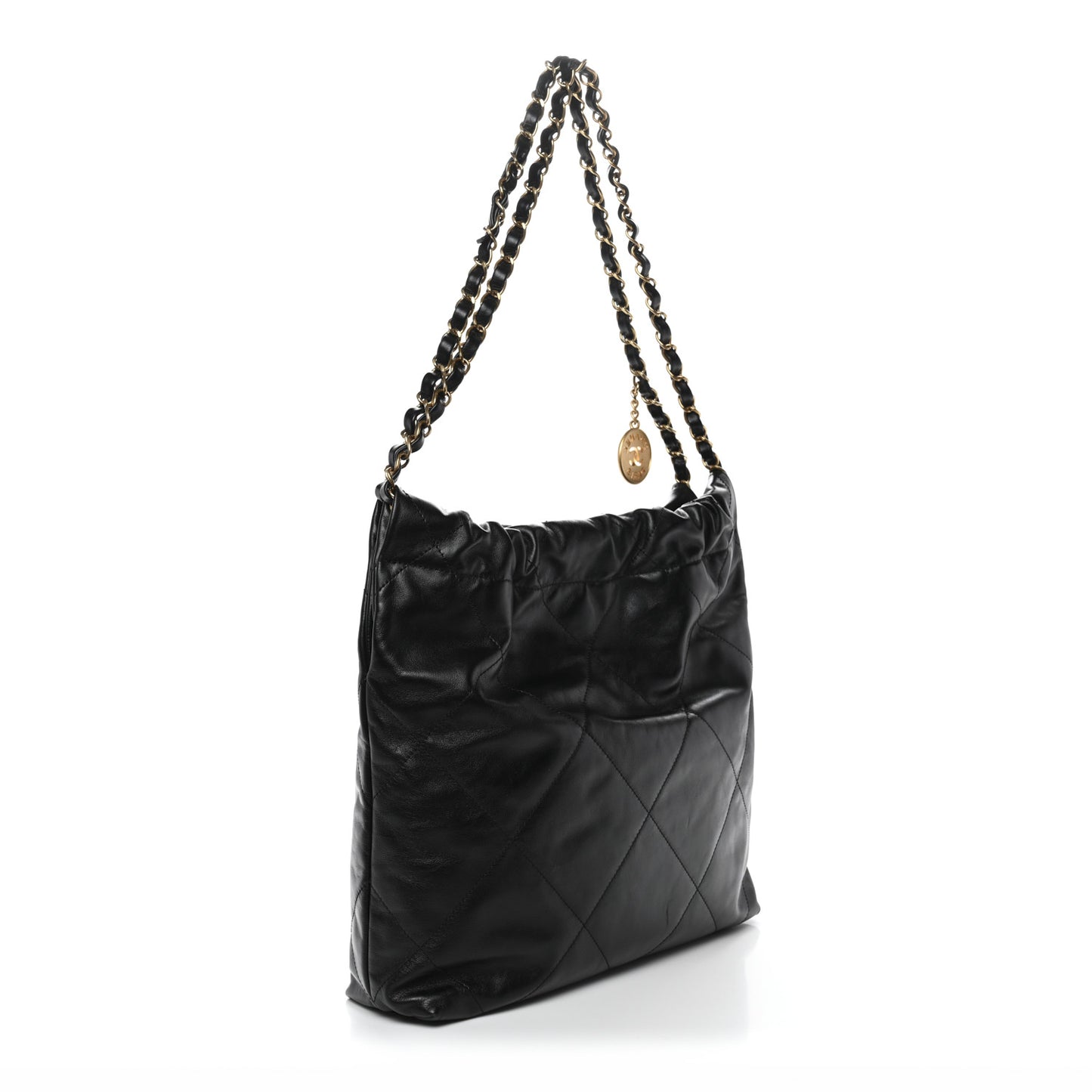 Shiny Calfskin Quilted Small Chanel 22 Black