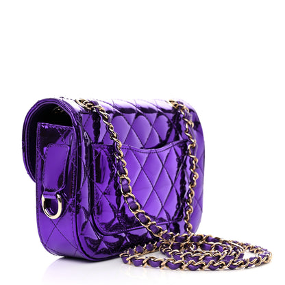 Chanel Mirror Calfskin Metallic Calfskin Quilted Hollywood Boulevard Mini Flap With Star Coin Purse Purple 4 of 12