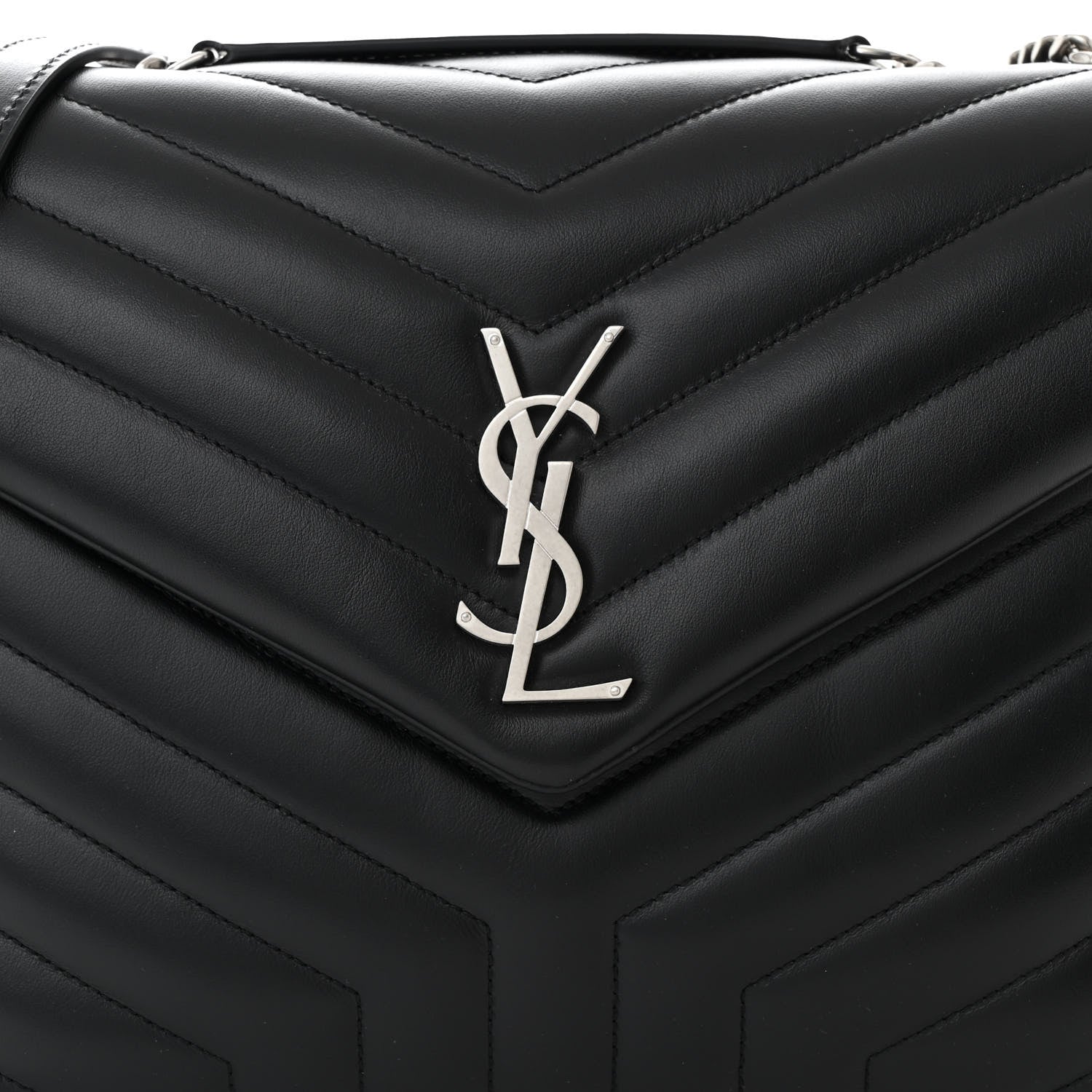 Saint Laurent Calfskin Y Quilted Monogram Medium Loulou Chain Satchel Black 8 of 10