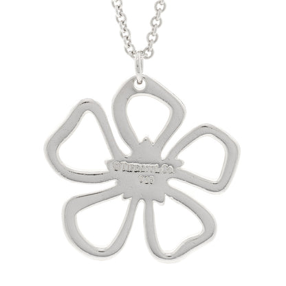 Tiffany Sterling Silver Open Flower Pendant Necklace 5 of 5