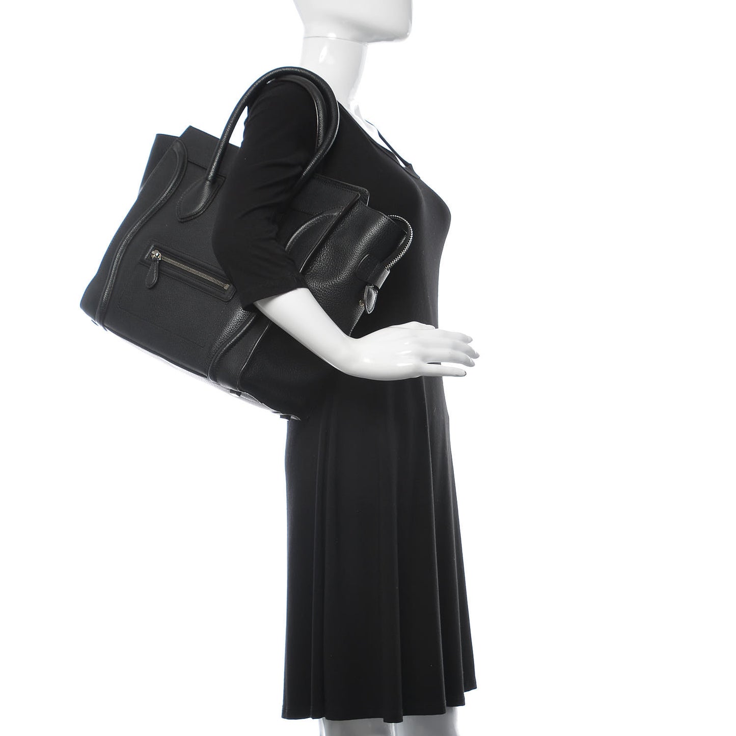 Drummed Calfskin Mini Luggage Black