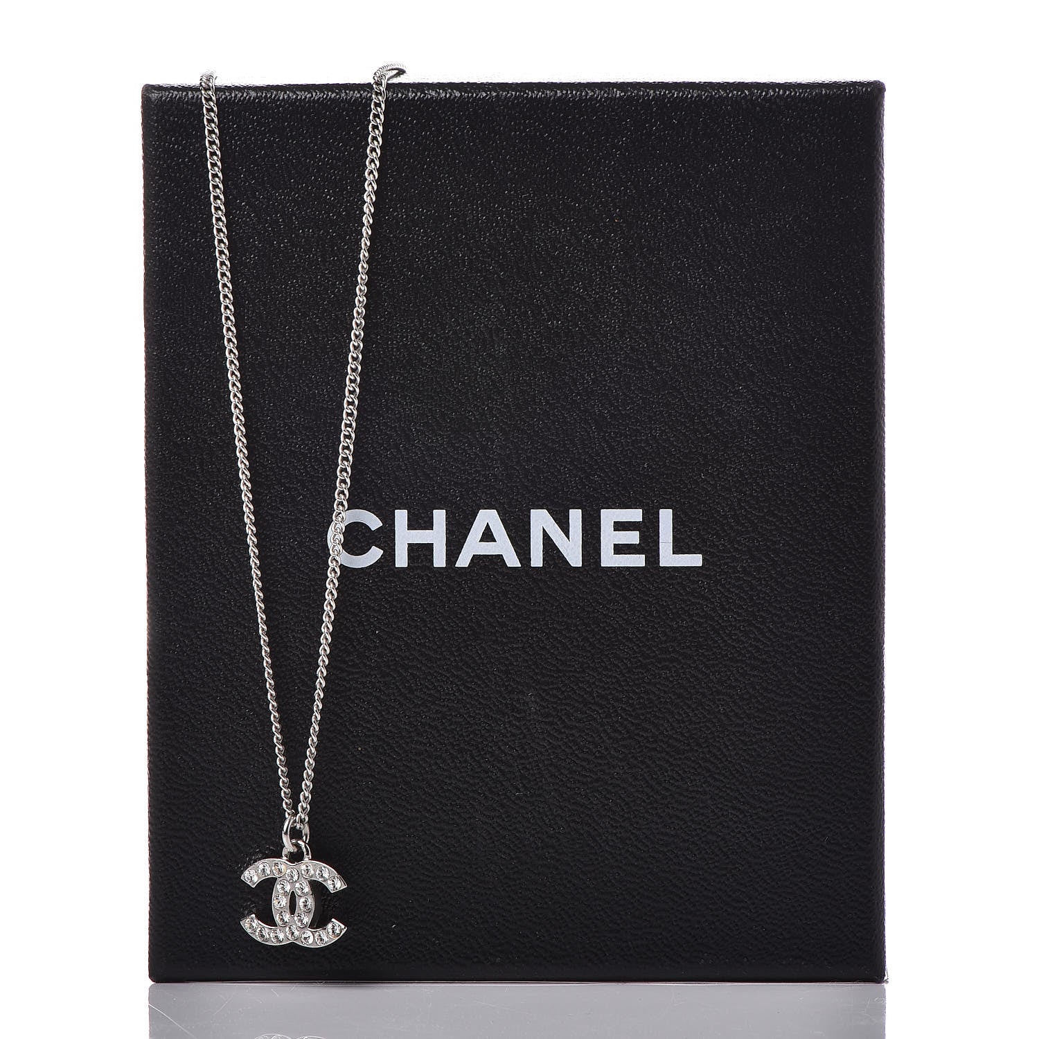 Chanel Crystal Timeless CC Necklace Silver 5 of 5