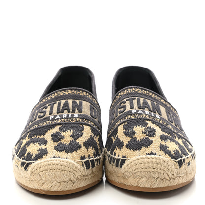 Christian Dior Cotton Embroidered Leopard Print Granville Espadrille 35 Natural 3 of 8