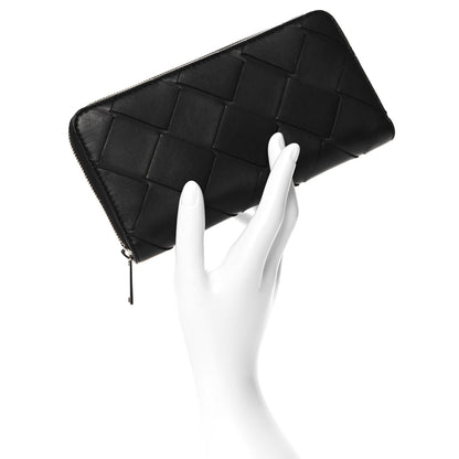Bottega Veneta Nappa Maxi Intrecciato Zip Around Wallet Black 2 of 9