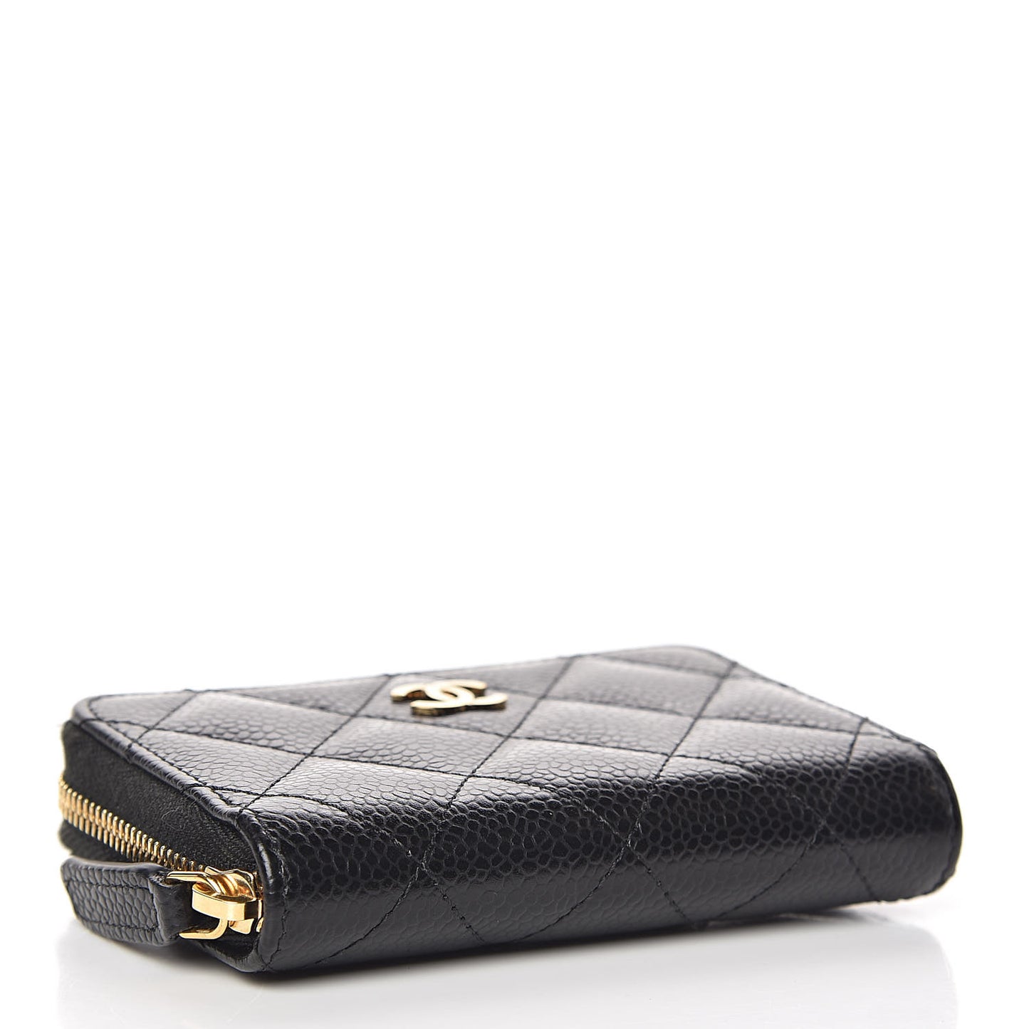 Caviar Quilted Zip Coin Purse Black